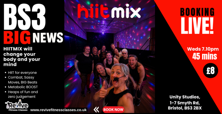 Women taking part in HIITMIX fitness class in Bristol with combat and dance fitness inspired training