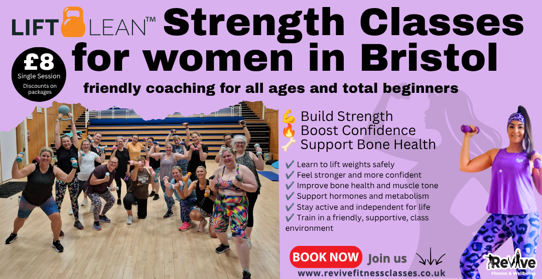 Women lifting dumbbells during a Lift Lean strength training class in Bristol.
